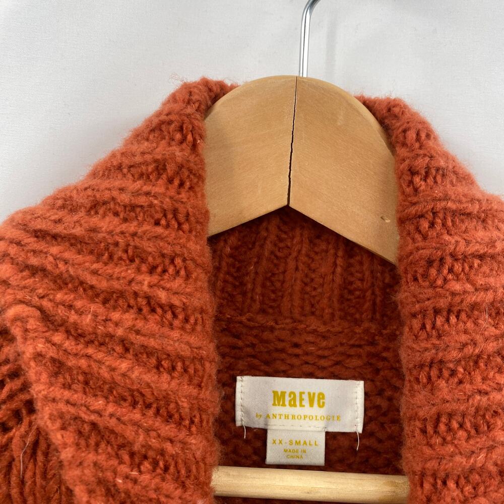 Anthropologie Maeve Zip-Front Swan Burnt Orange Cardigan Sweater - Picture 3 of 7